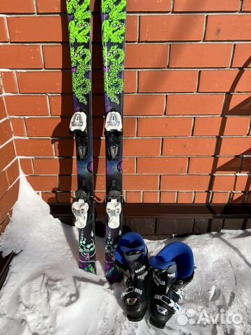 Горные лыжи детские 124 см с ботинками