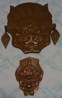 2 Маски Бога Чжамсаран медная монгольск.Сов.1985 г