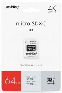 SMART Buy micro sdxc 64GB Class10 PRO U3 R/W:90/70