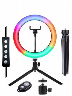 Цветная Кольцевая Лампа 26см + Штатив + Пульт ду