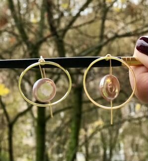 Серьги с натуральным жемчугом