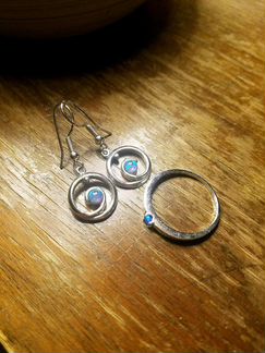 Комплект серебро, опал