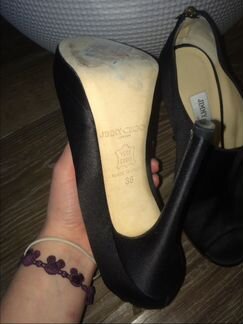 Черные атласные туфли на каблуке Jimmy Choo