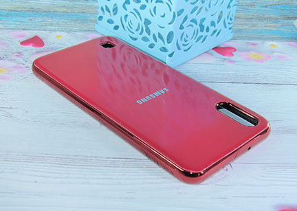 Чехол-накладка для Samsung A105F A10 electroplated TPU+PET красный