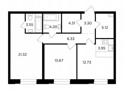 3-к квартира, 78.5 м², 9/16 эт.