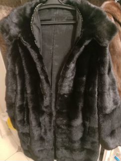 Шуба норковая с капюшоном и без поперечка