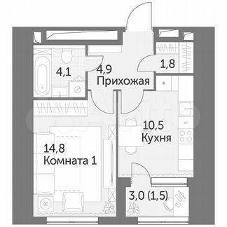 1-к квартира, 37.6 м², 7/47 эт.