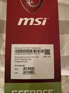 MSI GeForce GTX 1070 Ti Gaming 8gb видеокарта