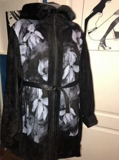 Дубленка куртка с капюшоном 54/56/58