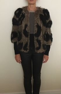 Вязаный жакет Yves Salomon, мех лиса/енот
