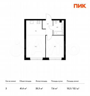 2-к квартира, 41.4 м², 27/32 эт.
