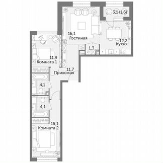 3-к квартира, 78.1 м², 22/29 эт.