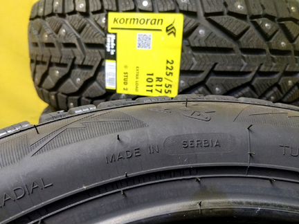 Зимние шины R17 225 55 17 шипы Kormoran новые