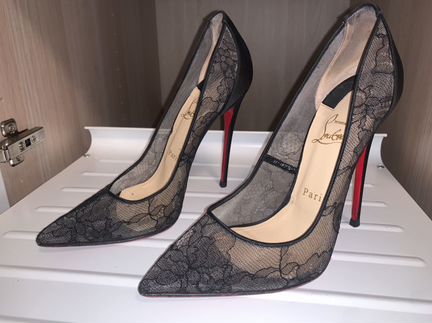 Лодочки Louboutin кружевные 12см