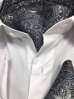 Мужской аскот, паше и запонки серые