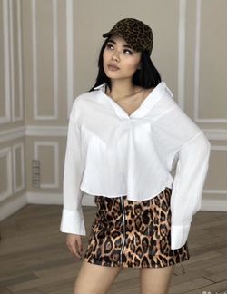 Юбка леопардовая кожаная