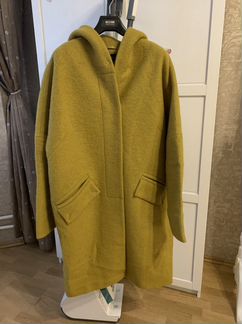Пальто женское шерсть, оверсайз, цвет горчица