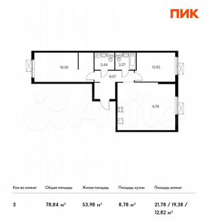 3-к квартира, 78.8 м², 17/33 эт.