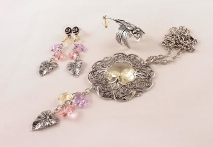 Комплект Бабочки-стрекозы (подвеска серьги кольцо)