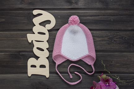 Вязаная детская шапочка, розовая, новая (5-9 мес)