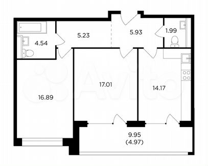2-к квартира, 70.7 м², 11/17 эт.