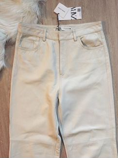 Новые кожаные брюки Zara размер М натуральные