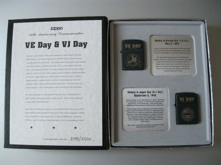 Zippo 60th Anniversary WW2 VE & VJ Day Set, new