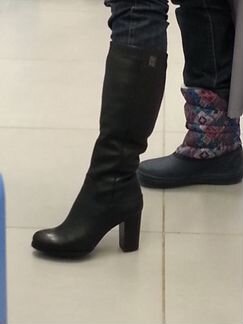 Сапоги зимние, нат. кожа+ нат. мех. новые. 38 разм