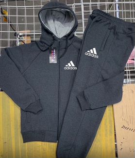 Штаны+толстовка Adidas с начесом серые