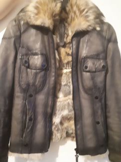 Кожаная куртка натуральный мех Италия 40 р
