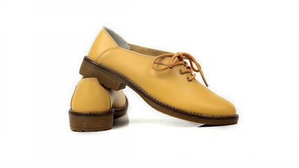 Новые желтые кожаные ботинки оксфорды, 38/24см
