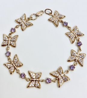 Золотой браслет с фианитами