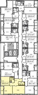 2-к квартира, 69 м², 14/25 эт.