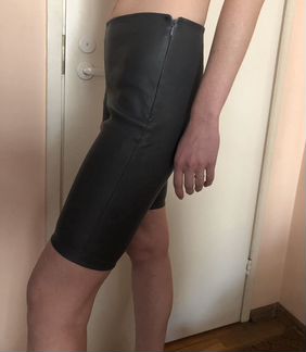 Бриджи велосипедки экокожа Серые