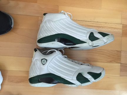Nike air jordan retro 14 бело/зеленые 44.5 11.5 us