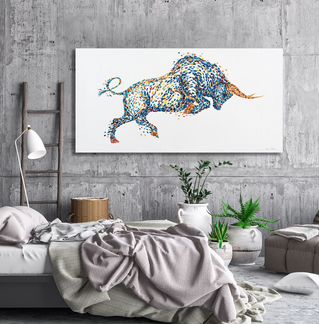 Картина на натуральном холсте «Бык»