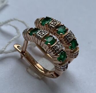 Серьги золотые с изумрудами