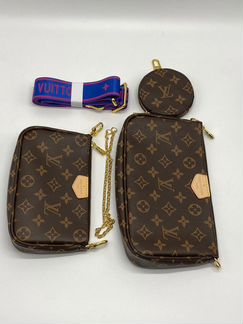 Клатч Louis Vuitton 3 в 1 синий ремень Луи Виттон