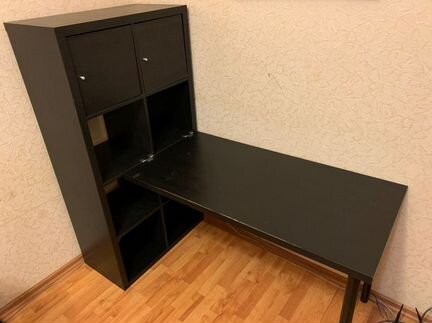 Стеллаж со столом IKEA kallax черный