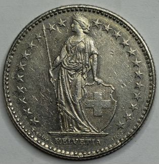 Швейцария 2 франка, 1989, 1984, 1968 гг