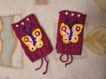 Вязаные крючком митенки (комплект №3)