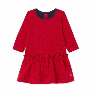 Платье Petit Bateau красного цвета в горошек